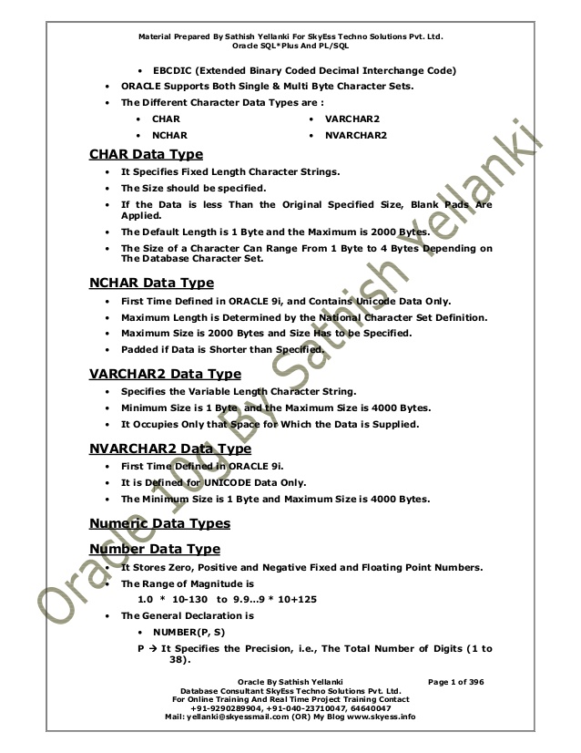 satish yellanki oracle notes pdf free download